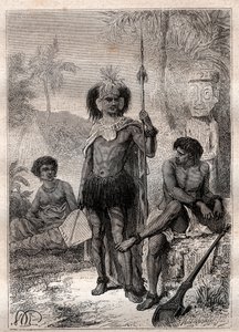 Nativos de las Islas Marquesas - Viaje del Capitán James Cook de Unknown artist