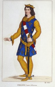 Retrato de Felipe de Évreux, Conde de Évreux, Rey de Navarra (fallecido en 1343). Grabado de 1830