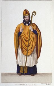 Retrato de San Germán, obispo de París en 555 (grabado de 1830)