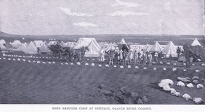 Campo de refugiados bóer en Spitzkop, colonia del Río Orange, de Después de Pretoria: La Guerra de Guerrillas publicado por Harmsworth Bros Limited de Unknown photographer