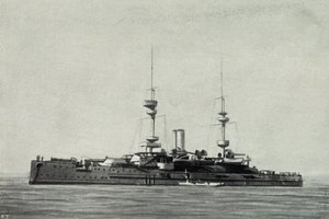 Acorazado inglés Ocean, hundido durante la batalla de los Dardanelos el 18 de marzo. de Unknown photographer