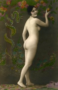 Postal de fantasía (kitsch): Eve de la "Belle Epoque" (ca. 1920) de Unknown photographer