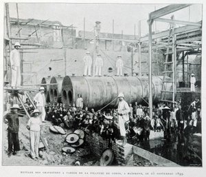 Instalación de calderas de vapor de la hilandería de algodón de Haiphong el 25/9/1899 - en "Le Tonkin en 1900" por Robert Dubois de Unknown photographer