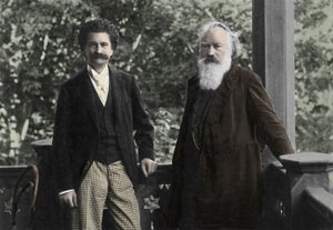 Johannes Brahms (1833-1897) con Johann Strauss (1825-1899) de Unknown photographer