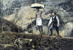 Kentzer: buscador de oro y su portador - fotografía, finales del siglo XIX de Unknown photographer