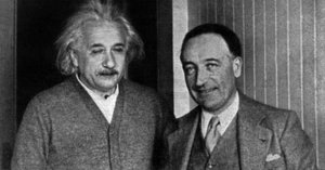 Louis Farigoule alias Jules Romains recibido por Albert Einstein, Princeton, EE.UU. de Unknown photographer
