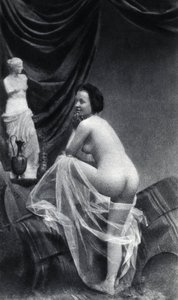 Mujer desnuda posando de espaldas alrededor de 1855 Fotografía anónima de Unknown photographer