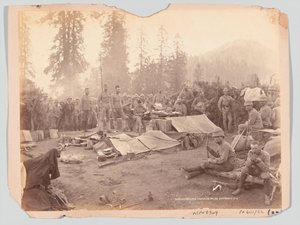 Comedor de los Fusileros de Northumberland durante la expedición a la Montaña Negra, 1888 de Unknown