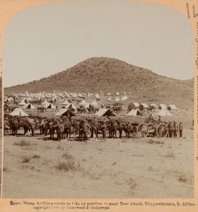 Real Artillería a Caballo, Slingersfontein, Guerra de los Bóers, c.1899 (fotografía, estereoscópica)