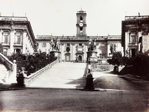 Vista del Campidoglio con el Palacio Senatorio, Roma de Unknown photographer