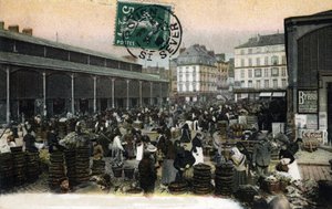 Vista del Grand Marche en Rouen, Sena marítima, Normandía (El mercado de Rouen, Normandía) Tarjeta postal de principios del siglo XX de Unknown photographer