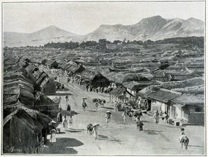 Vista de la calle principal de Seúl, capital de Corea en el siglo XIX de Unknown photographer