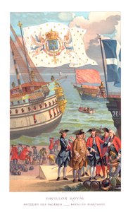 Bandera real, bandera de galeón y bandera de comerciantes, 1885 de Urrabieta