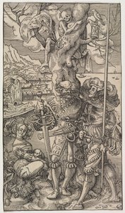 Mercenarios y una mujer con la muerte en un árbol, 1524 de Urs I Graf