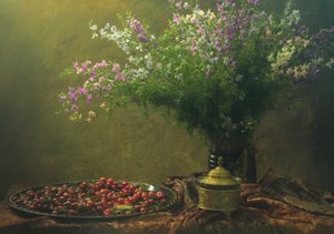 Cerezas vintage y flores silvestres de UstinaGreen