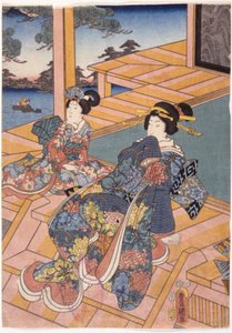 Dos señoras en una terraza (xilografía en color) de Utagawa (1786 1865) Kunisada