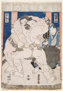 Combate de luchadores de sumo de Utagawa Kunisada
