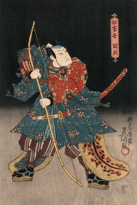 Impresión Ukiyo-e de un Actor Interpretando a un Samurai por Kunisada de Utagawa Kunisada