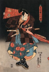 Impresión Ukiyo-e de un actor interpretando a un samurái