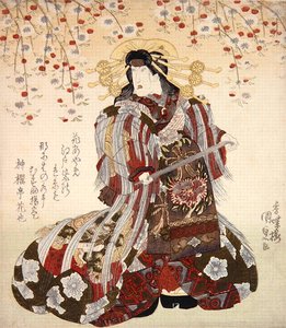 Iwai Kumesaburo II como Agemaki en Sukeroku yukari no Edo zakura c.1830 de Utagawa Kunisada