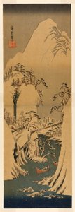 Un desfiladero nevado en el río Fuji de Utagawa Hiroshige