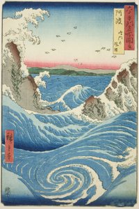 Provincia de Awa: Remolinos de Naruto (Awa, Naruto no fuha), de la serie "Lugares famosos en las sesenta y tantas provincias (Rokujuyoshu meisho zue)"