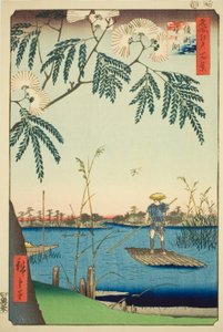 Río Ayase y Kanegafuchi, de la serie "Cien Vistas Famosas de Edo" de Utagawa Hiroshige