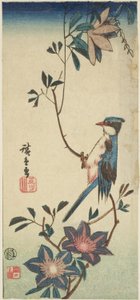 Pájaro Azul en Clemátide de Utagawa Hiroshige
