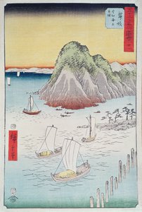 Barcos en una orilla de Utagawa Hiroshige
