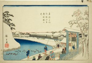 Pozo de Cerezos en el Foso Benkei fuera de Sakurada, de la serie "Lugares Famosos en la Capital del Este" de Utagawa Hiroshige