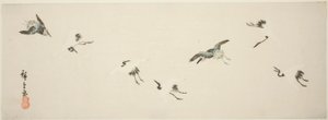 Grullas en vuelo de Utagawa Hiroshige