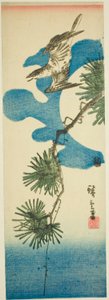 Cuco, Rama de Pino y Luna Llena de Utagawa Hiroshige