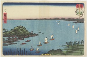Delta del río Abe en Yaizu, julio de 1858
