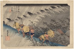 Lluvia torrencial en Shono (Estación 46) de la serie Cincuenta y tres estaciones del Tokaido de Utagawa Hiroshige