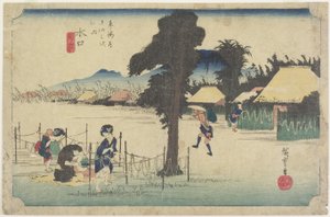 Secado de virutas de calabaza, Minakuchi, c. 1833 de Utagawa Hiroshige