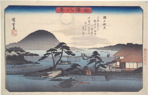Ocho Vistas de Kanazawa #3: Luna de Otoño en Seto de Utagawa Hiroshige