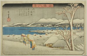 Nieve vespertina en Uchikawa (Uchikawa bosetsu), de la serie "Ocho vistas de Kanazawa (Kanazawa hakkei)"