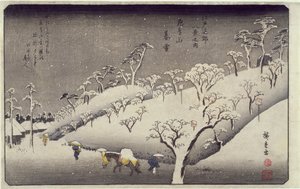 Nieve vespertina en la montaña Asuka, de Ocho vistas de los alrededores de Edo, c.1838 de Utagawa Hiroshige