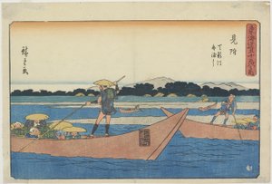 Ferry en el Río Tenryu en Mitsuke, 1841-1842