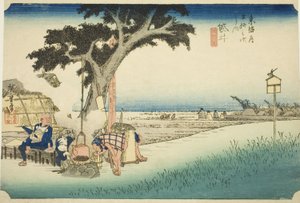 Fukuroi: Puesto de té (Fukuroi, dejaya no zu), de la serie "Cincuenta y tres estaciones del Tokaido (Tokaido gojusan tsugi no uchi)," también conocida como el Tokaido de Hoeido de Utagawa Hiroshige