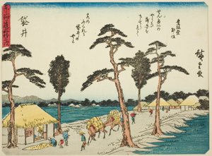 Fukuroi, de la serie "Cincuenta y tres estaciones del Tokaido," también conocida como el Tokaido con poema
