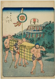 Futagawa, de la serie "Las cincuenta y tres estaciones [del Tokaido] (Gojusan tsugi)", también conocida como el Tokaido de figuras (Jinbutsu Tokaido)
