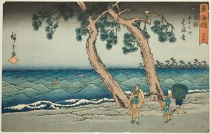 Hamamatsu—No. 30, de la serie "Cincuenta y tres estaciones del Tokaido (Tokaido gojusan tsugi)," también conocido como el Reisho Tokaido de Utagawa Hiroshige