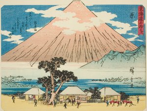 Hara, de la serie "Cincuenta y tres estaciones del Tokaido (Tokaido gojusan tsugi)", también conocido como el Tokaido con poema (Kyoka iri Tokaido) de Utagawa Hiroshige