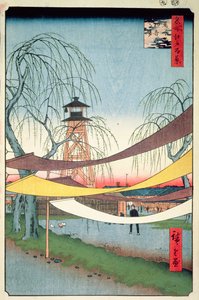 Campos de Equitación de Hatsune, Bakuro-cho, No.6 de Cien Vistas de Edo, 1857 de Utagawa Hiroshige