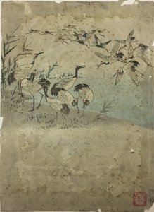 Garzas entre la hierba de Utagawa Hiroshige