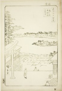 Vista desde la Colina del Santuario Yushima Tenjin (Yushima Tenjin sakaue tenbo), de la serie "Cien Vistas Famosas de Edo (Meisho Edo hyakkei)" de Utagawa Hiroshige