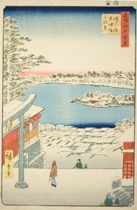 Vista desde la cima de la colina del santuario Yushima Tenjin (Yushima Tenjin sakaue tenbo), de la serie "Cien vistas famosas de Edo (Meisho Edo hyakkei)" de Utagawa Hiroshige