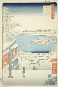 Vista desde la cima de la colina del Santuario Yushima Tenjin (Yushima Tenjin sakaue tenbo), de la serie "Cien vistas famosas de Edo (Meisho Edo hyakkei)" de Utagawa Hiroshige