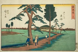 Hiratsuka-Nº 8, de la serie "Cincuenta y tres estaciones del Tokaido (Tokaido gojusan tsugi)", también conocida como Reisho Tokaido
